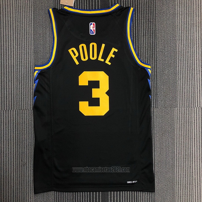 Camiseta Golden State Warriors Jordan Poole #3 Ciudad 2021-22 Negro